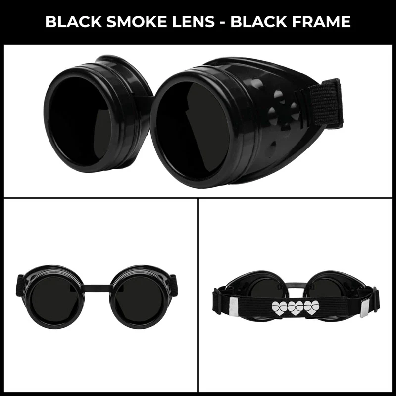 Black Steampunk Goggles - Image 2