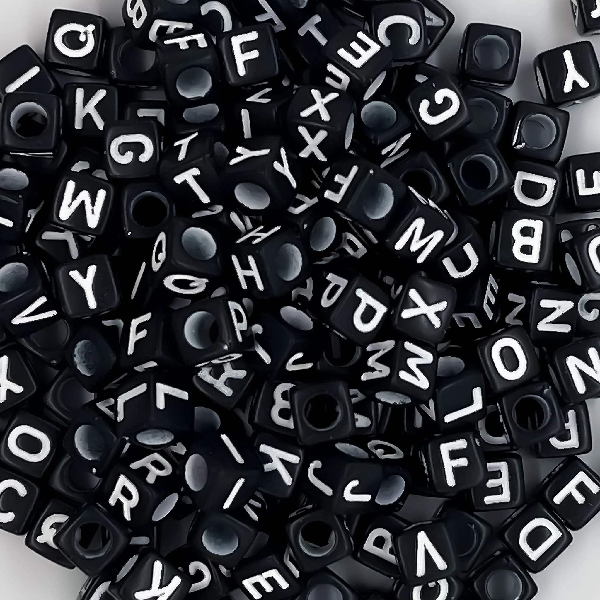 Alphabet Black Cube Beads - 6mm / 7mm - 300/Pack - Image 3