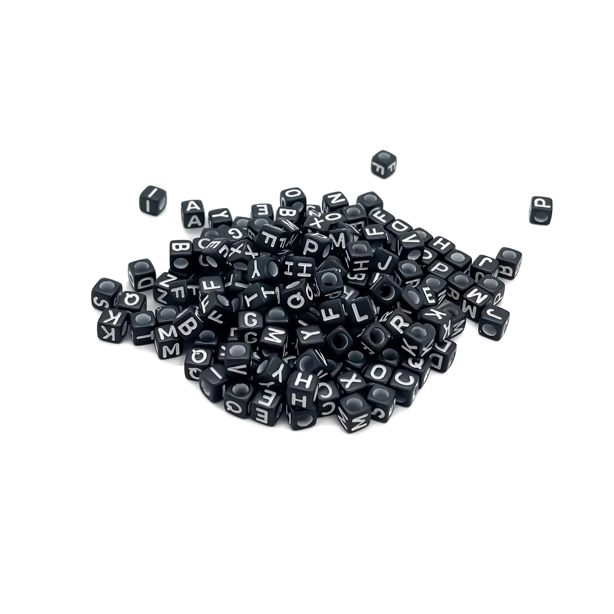 Alphabet Black Cube Beads - 6mm / 7mm - 300/Pack - Image 4
