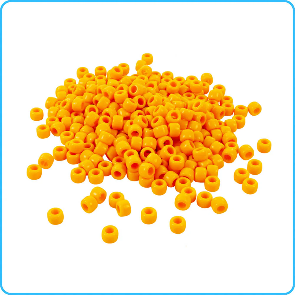 Orange Opaque Pony Beads - 9mm - 300/Pack - Image 2