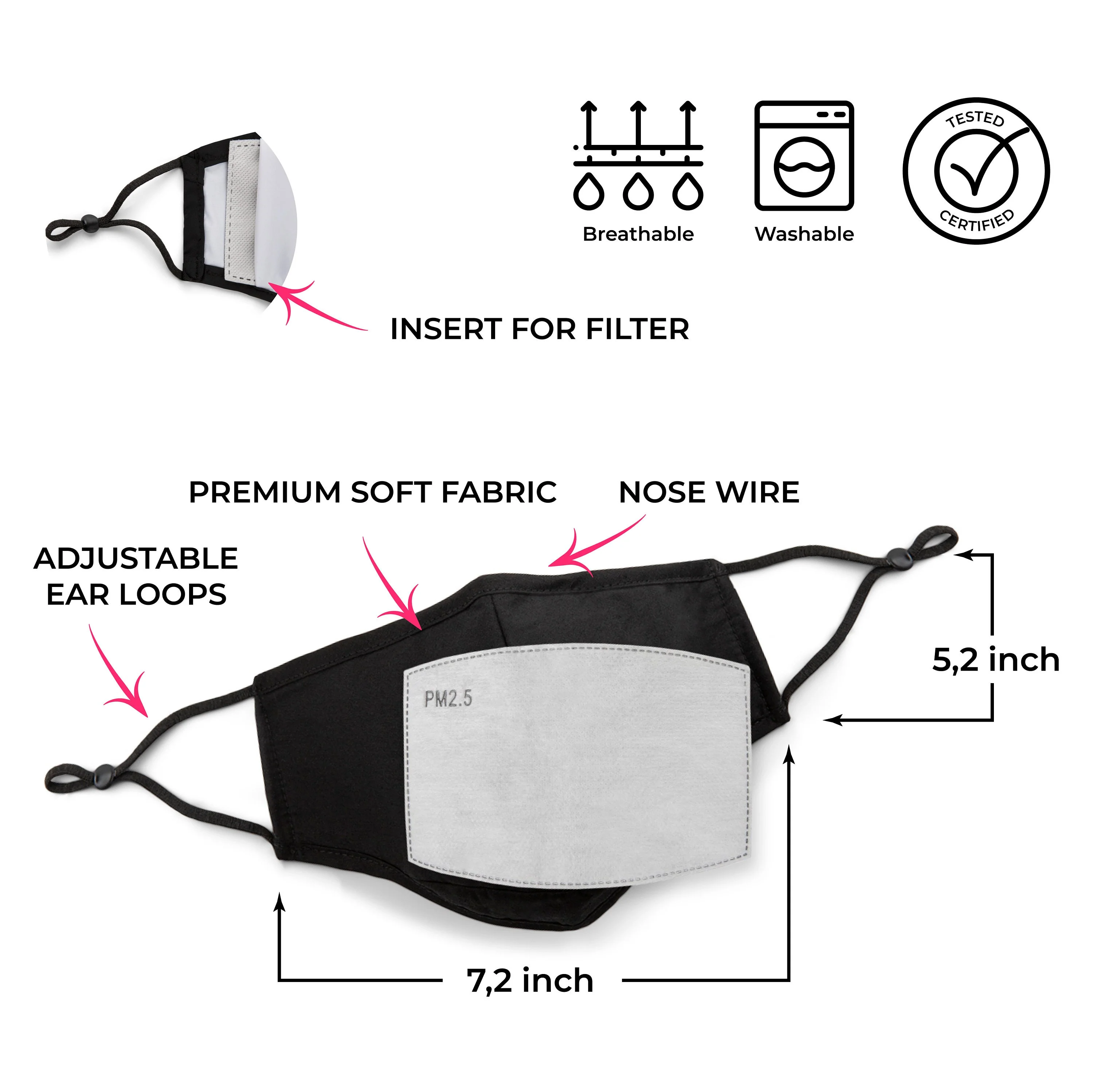 Cute Flower Face Masks - Filter Pocket, Nose Wire, Washable, Breathable and Adjustable Face Mask For Adults. Gift For Her - Image 7