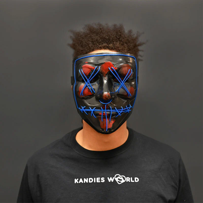 EL-Wire Purge (Hype) Party Mask - Black Finish Light-Up Mask - 5 Light Up Color Options - Image 6