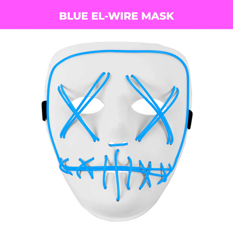 EL-Wire Purge (Hype) Party Mask - White Finish Light-Up Mask - 5 Light Up Color Options - Image 3