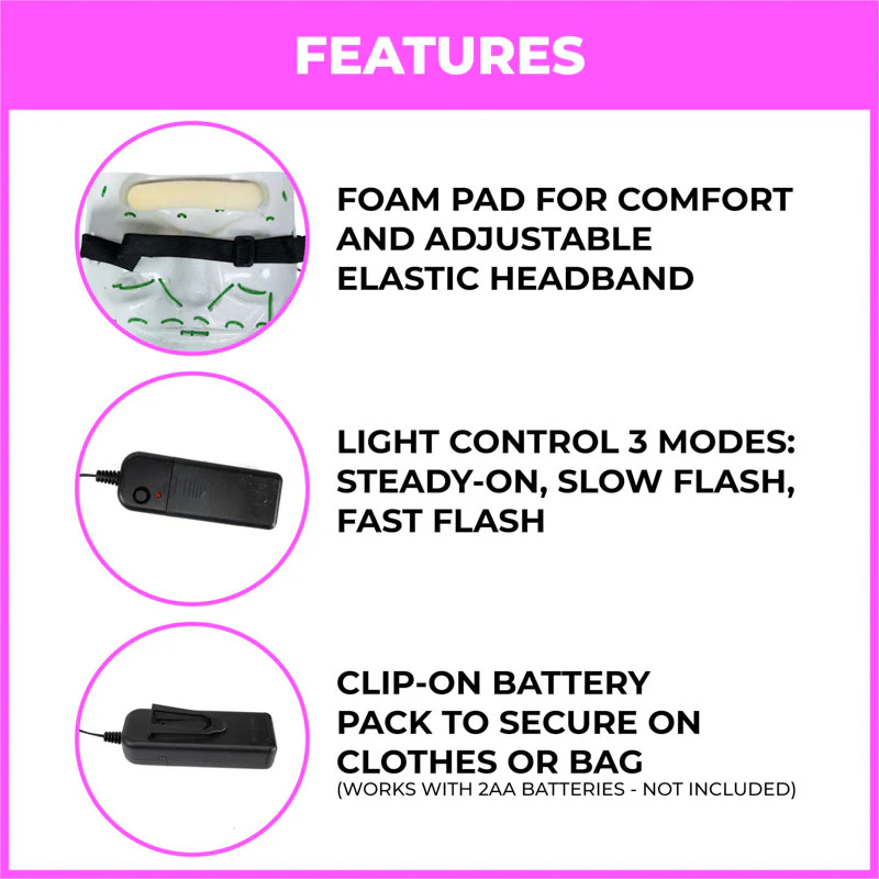 EL-Wire Purge (Hype) Party Mask - White Finish Light-Up Mask - 5 Light Up Color Options - Image 5