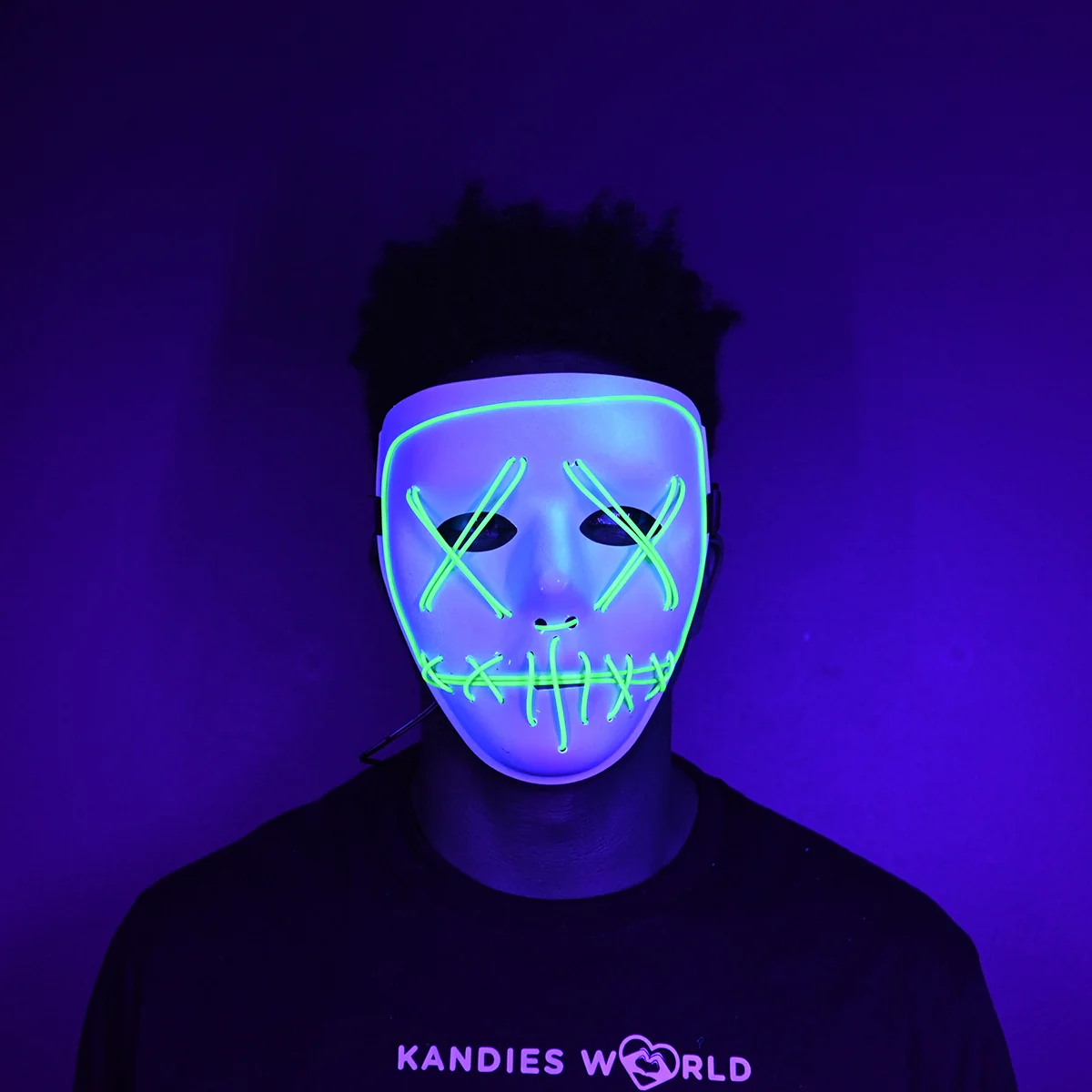 EL-Wire Purge (Hype) Party Mask - White Finish Light-Up Mask - 5 Light Up Color Options - Image 8