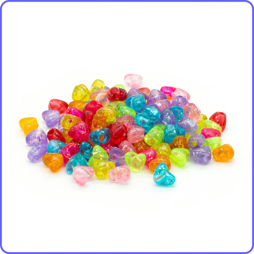 Glitter Heart Beads - 125/Pack - Image 2
