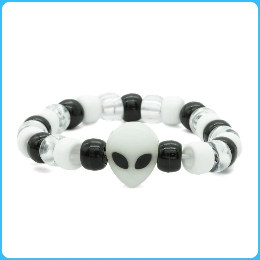 Glow-In-The-Dark Alien Kandi Ring & Bracelet - 2/Pack - Image 2
