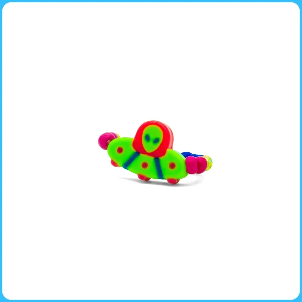 Green Spaceship Kandi Ring & Bracelet - 2/Pack - Image 3