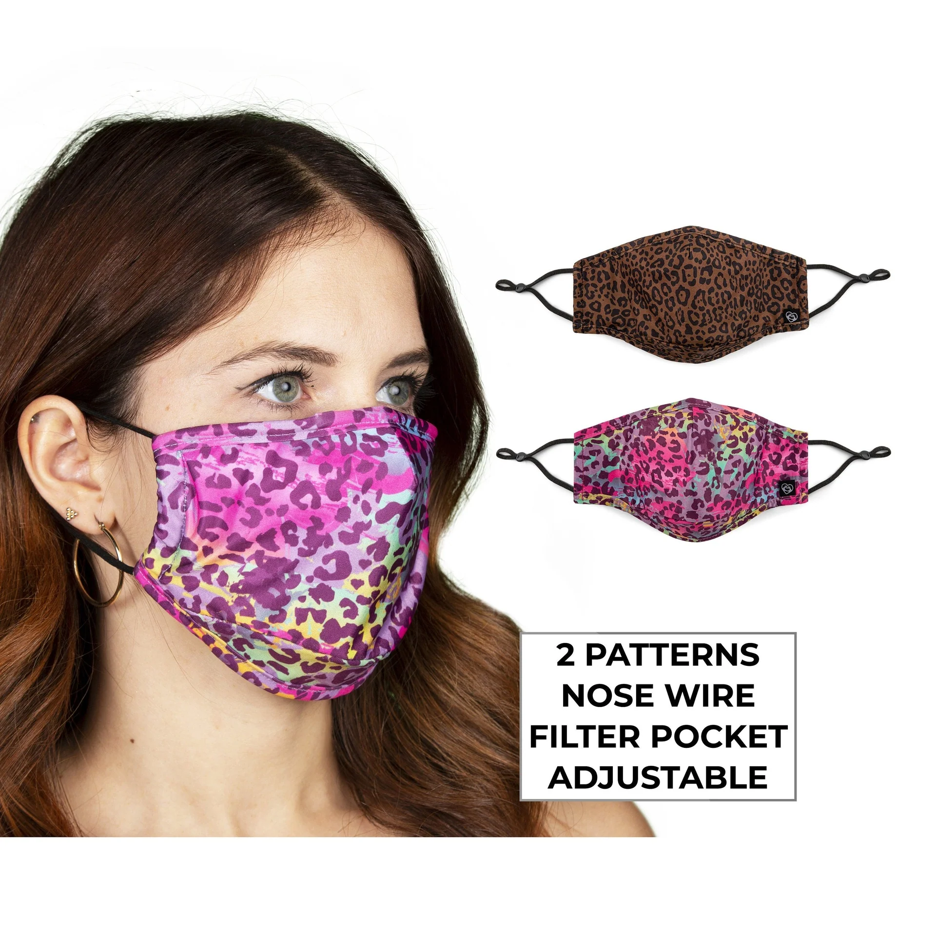 Leopard Face Mask and Adults - Adjustable, Nose Wire, Filter Pocket, Washable, Breathable FaceMask | Gift Idea  - Rave Mask - Image 2