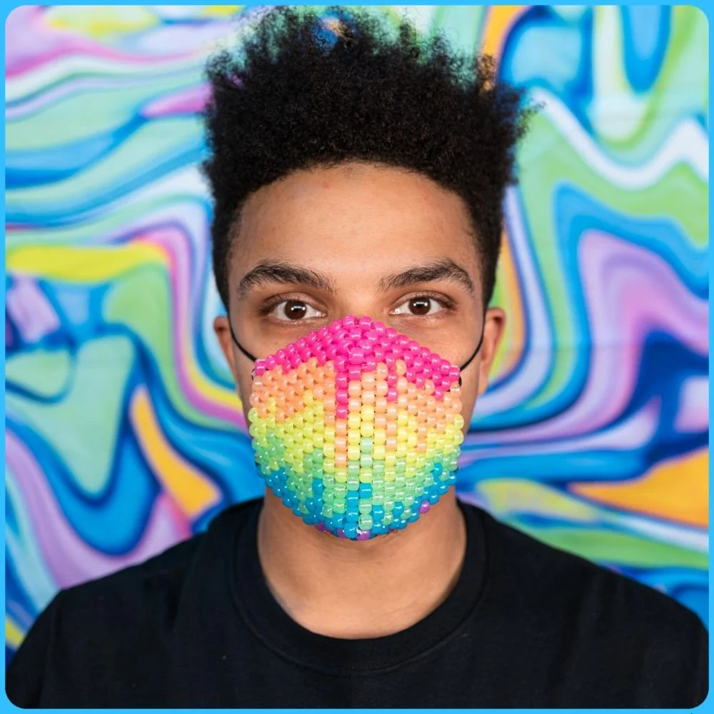 Paint Drip Glow-In-The-Dark Surgical Kandi Mask - Image 3