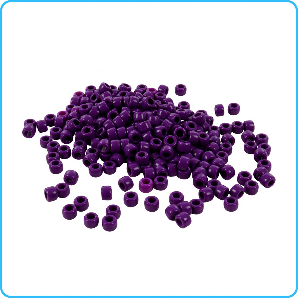 Purple Opaque Pony Beads - 9mm - 300/Pack - Image 2
