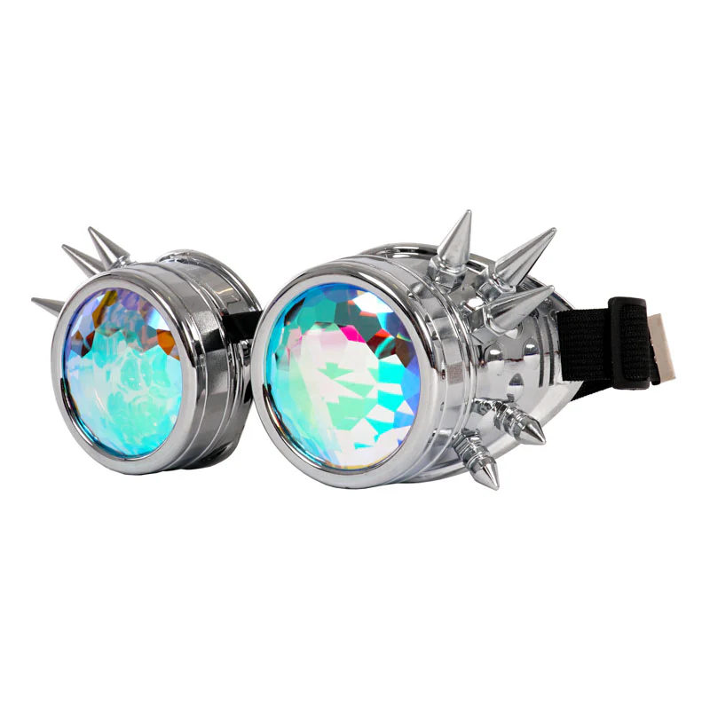 Silver Steampunk Kaleidoscope Round Goggles - Image 2