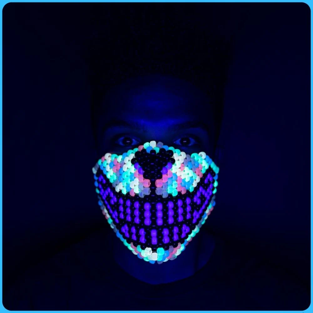 Trippy Glow Cheshire Cat Full Face Kandi Mask - Image 3