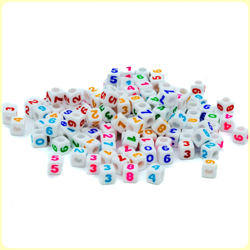 White Electric Fluorescent UV Reactive Number Beads - 100 Beads/Pack - Image 4