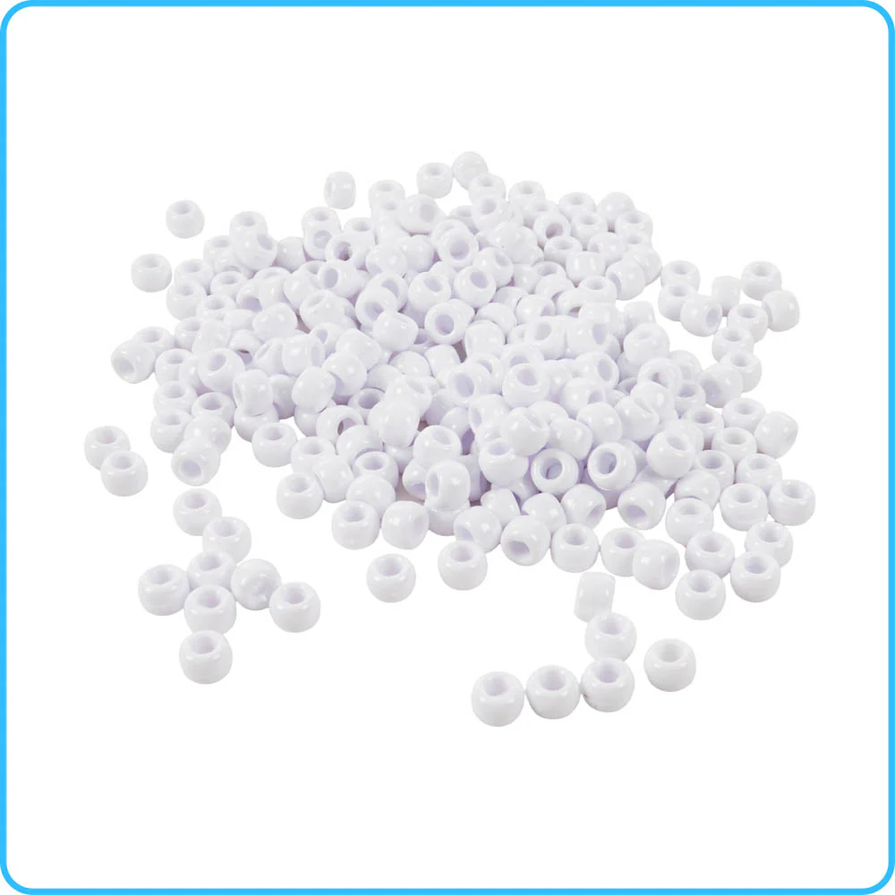 White Opaque Pony Beads - 9mm - 300/Pack - Image 2